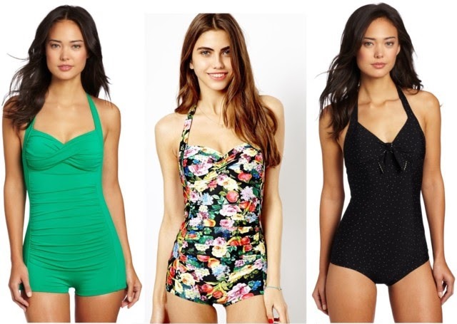Womens swimsuit trends 2014 + fashion one piece bathing suits for women + top one piece swimsuit trends for 2014 +  boyleg vintage style one piece swimsuits for women + pinup vintage one piece swimsuits